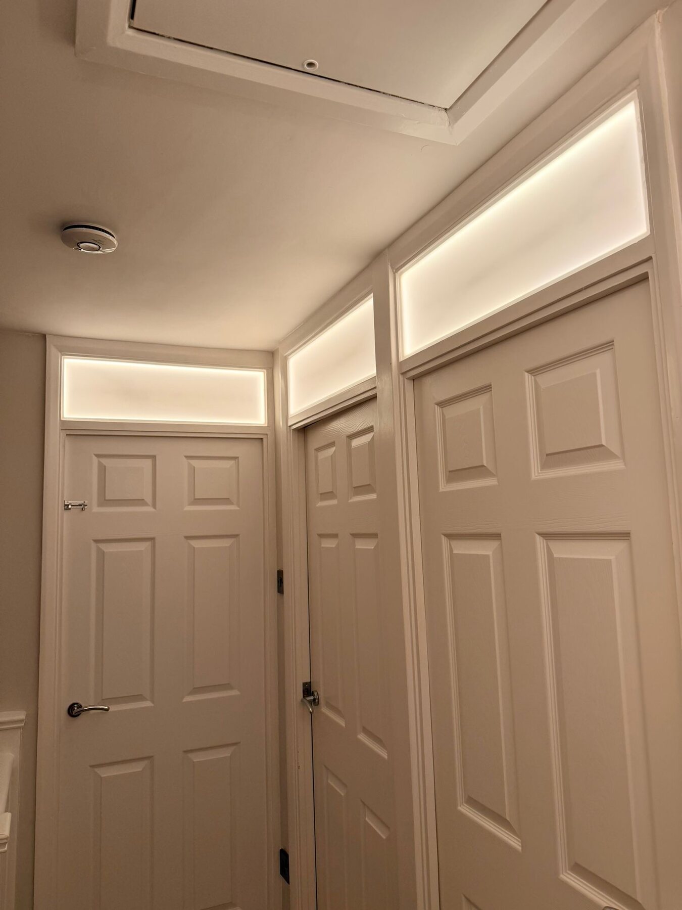 Frosted feature panels with concealed LEDs