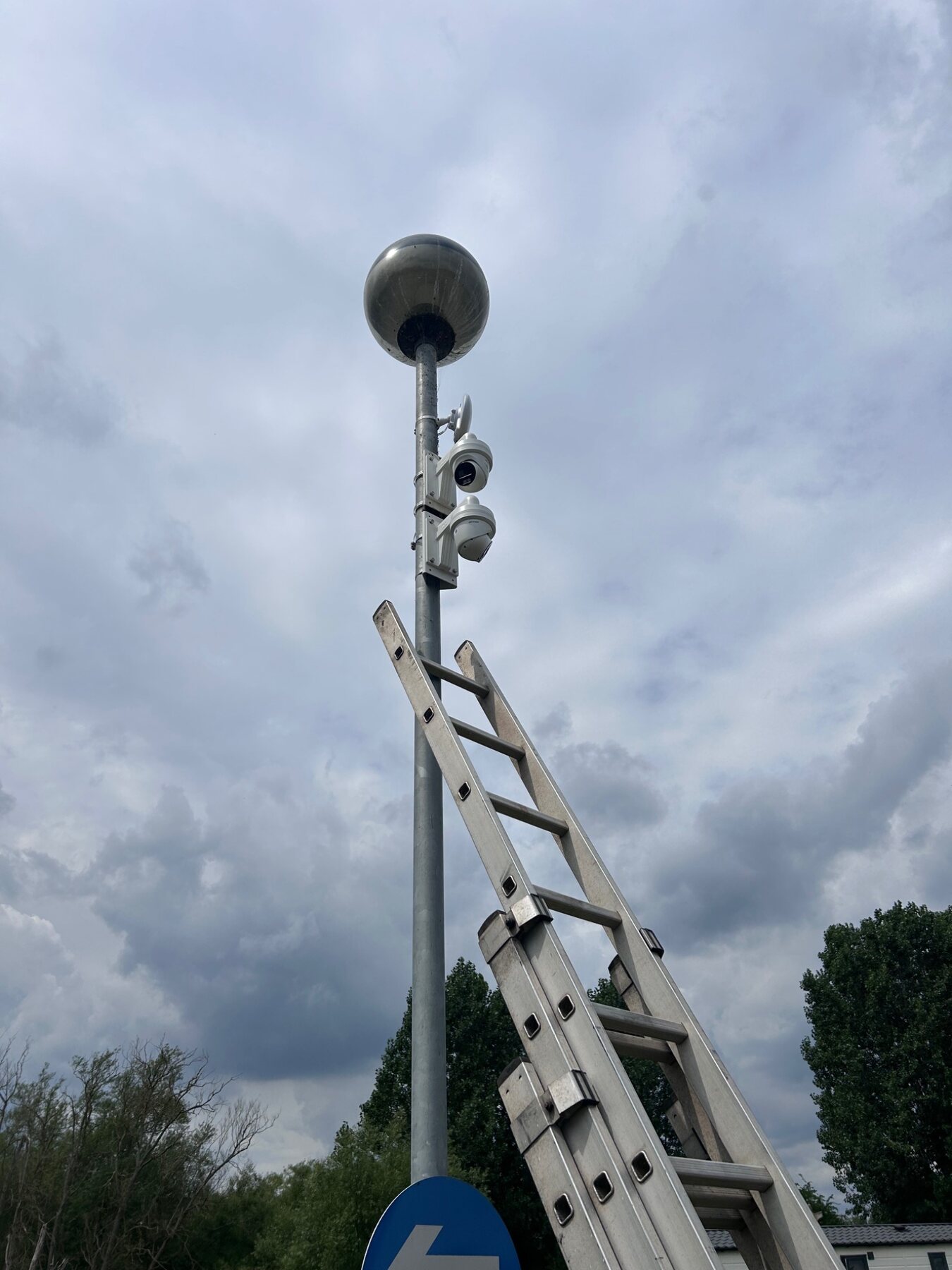 High-level dual CCTV camera installation