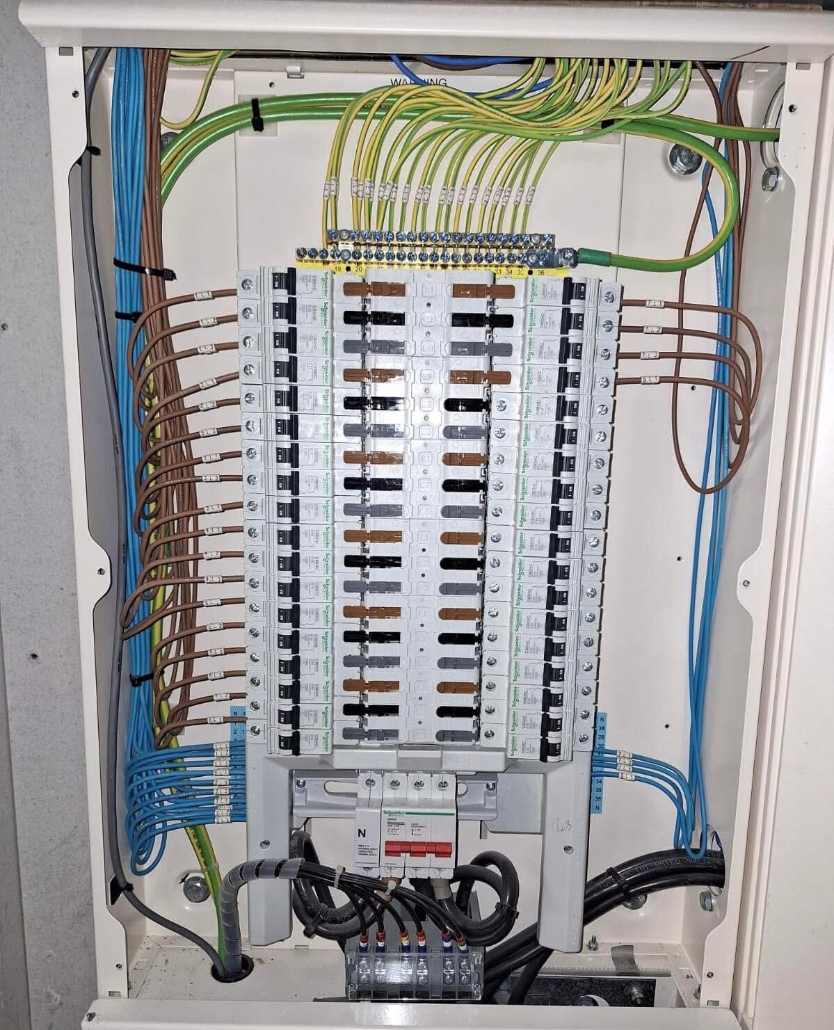 Neatly arranged commercial distribution board