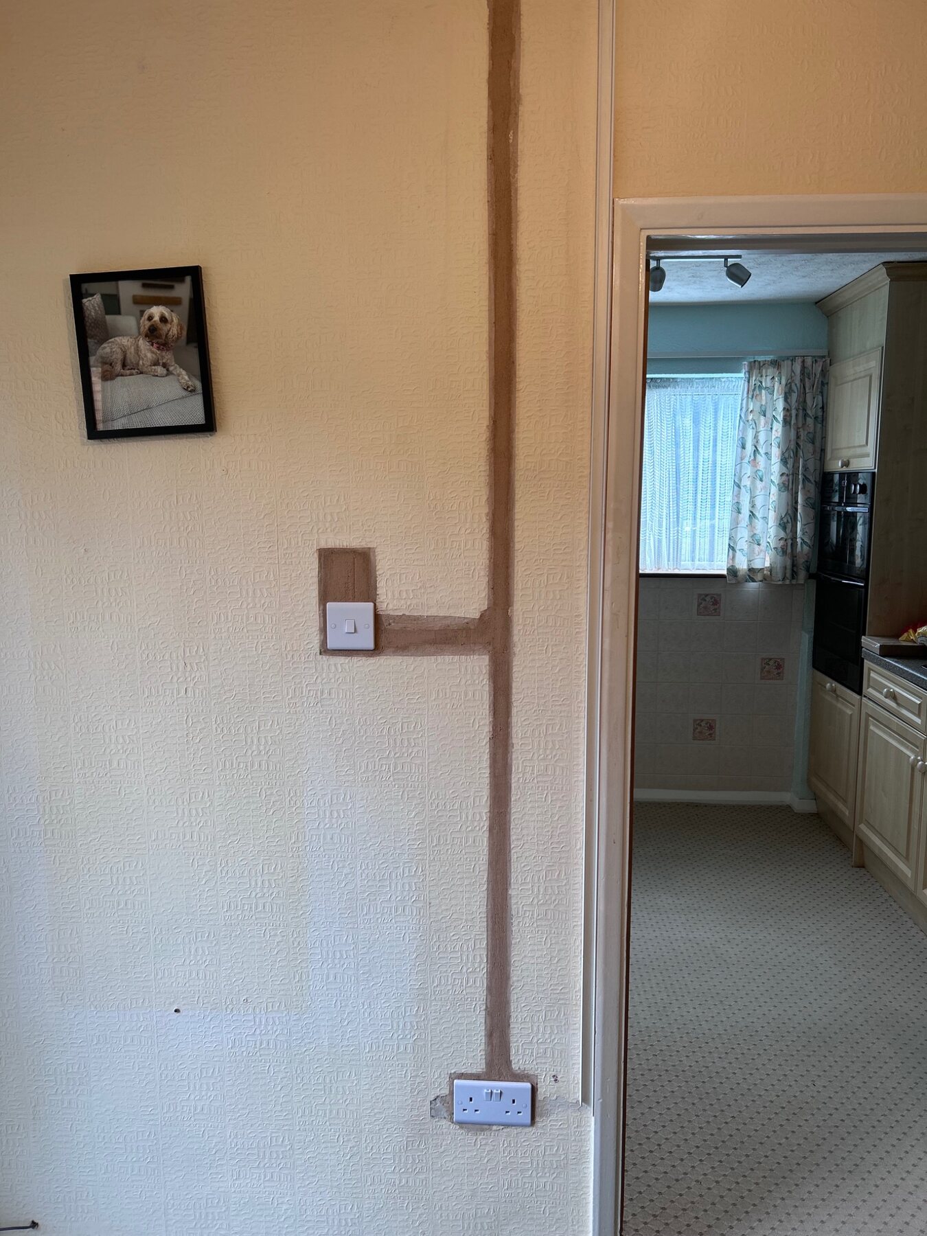 New socket and switch cable routes prepared for making good